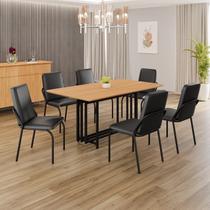 Conjunto Sala de Jantar Mesa 160x90cm Base Pérola Tampo Mdf Malibu