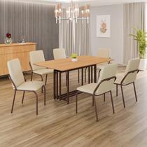 Conjunto Sala de Jantar Mesa 160x90cm Base Pérola Tampo Mdf Malibu