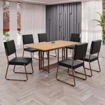 Conjunto Sala de Jantar Mesa 160x90cm Base Pérola Tampo Mdf Napoli