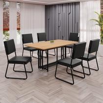 Conjunto Sala de Jantar Mesa 160x90cm Base Pérola Tampo MDF Napoli Preto/Cinamomo