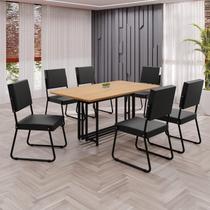 Conjunto Sala de Jantar Mesa 160x90cm Base Pérola Tampo Mdf Napoli Preto