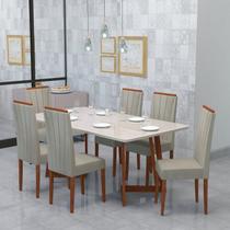 Conjunto Sala De Jantar Mesa 160X90Cm Tampo Vidro/Mdf Com 6 Cadeiras Safira Conjunto Sala De Jantar Mesa 160X90Cm Tampo Vidro/Mdf Com 6 Cadeiras Safira