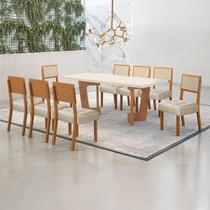 Conjunto Sala de Jantar Mesa 180cm com 8 Cadeiras Liz Bege/Cinamomo/Off White/Linho Conjunto Sala de Jantar Mesa 180cm com 8 Cadeiras Liz Bege/Cinamomo/Off White/Linho