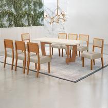 Conjunto Sala de Jantar Mesa 180cm com 8 Cadeiras Liz Bege/Cinamomo/Off White Conjunto Sala de Jantar Mesa 180cm com 8 Cadeiras Liz Bege/Cinamomo/Off White