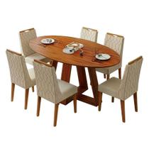 Conjunto Sala De Jantar Mesa 1,80m Vick 6 Cadeiras Bel Madeirado-cappuccino Conjunto Sala De Jantar Mesa 1,80m Vick 6 Cadeiras Bel Madeirado-cappuccino