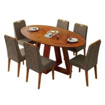Conjunto Sala De Jantar Mesa 1,80m Vick 6 Cadeiras Bel Madeirado - Marrom Conjunto Sala De Jantar Mesa 1,80m Vick 6 Cadeiras Bel Madeirado - Marrom