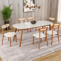 Conjunto Sala de Jantar Mesa 180x80cm Tampo em MDF com Vidro 6 Cadeiras Ceci Yescasa Marrom/Off Whit Conjunto Sala de Jantar Mesa 180x80cm Tampo em MDF com Vidro 6 Cadeiras Ceci Yescasa Marrom/Off Whit