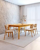 Conjunto Sala de Jantar Mesa 210cm Seiva 6 Cadeiras Liz CabeCasa MadeiraOriginals