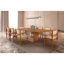 Conjunto Sala de Jantar Mesa 220cm Madeira Maciça Cristal 8 Cadeiras Bari Conjunto Sala de Jantar Mesa 220cm Madeira Maciça Cristal 8 Cadeiras Bari