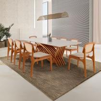 Conjunto Sala de Jantar Mesa 220cm Madeira Maciça Zurick 8 Cadeiras Maia