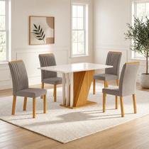 Conjunto Sala de Jantar Mesa 4 Cadeiras MDF Miami Yescasa Off White Conjunto Sala de Jantar Mesa 4 Cadeiras MDF Miami Yescasa Off White