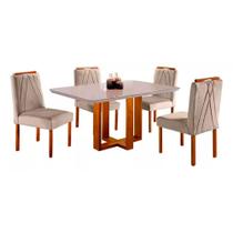 Conjunto Sala de Jantar Mesa 4 Cadeiras Veludo Lisy Tampo C/Vidro 120x90 Mundial Móveis Conjunto Sala de Jantar Mesa 4 Cadeiras Veludo Lisy Tampo C/Vidro 120x90 Mundial Móveis