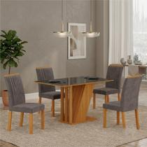Conjunto Sala de Jantar Mesa 4 Cadeiras Vidro Miami Yescasa Freijó/Chumbo Conjunto Sala de Jantar Mesa 4 Cadeiras Vidro Miami Yescasa Freijó/Chumbo