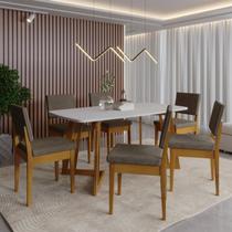 Conjunto Sala de Jantar Mesa 6 Cadeiras MDF Madeira Maciça 170cm Miami Cinza Conjunto Sala de Jantar Mesa 6 Cadeiras MDF Madeira Maciça 170cm Miami Cinza