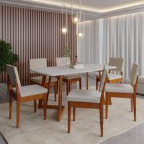 Conjunto Sala de Jantar Mesa 6 Cadeiras MDF Madeira Maciça Miami Bege Conjunto Sala de Jantar Mesa 6 Cadeiras MDF Madeira Maciça Miami Bege