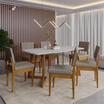 Conjunto Sala de Jantar Mesa 6 Cadeiras MDF Madeira Maciça Miami Cinza Conjunto Sala de Jantar Mesa 6 Cadeiras MDF Madeira Maciça Miami Cinza