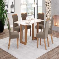 Conjunto Sala de Jantar Mesa 6 Cadeiras Yara Marrom/Nature/Off White/Amêndoa Conjunto Sala de Jantar Mesa 6 Cadeiras Yara Marrom/Nature/Off White/Amêndoa