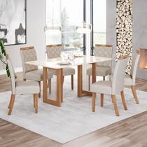 Conjunto Sala de Jantar Mesa 6 Cadeiras Yara Off White/Nature/Linho Conjunto Sala de Jantar Mesa 6 Cadeiras Yara Off White/Nature/Linho