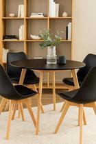 Conjunto Sala de Jantar Mesa 80 Redonda com Cadeiras Estofadas Leda Saarinen Retrô Moderna