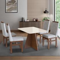 Conjunto Sala de Jantar Mesa 90x120cm T Vidro com 4 Cadeiras Madeira Maciça