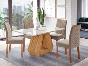 Conjunto Sala de Jantar Mesa Ágata 130x80cm Tampo Vidro/MDF com 4 Cadeiras Clarice Conjunto Sala de Jantar Mesa Ágata 130x80cm Tampo Vidro/MDF com 4 Cadeiras Clarice