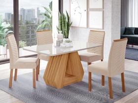 Conjunto Sala de Jantar Mesa Ágata 130x80cm Tampo Vidro/MDF com 4 Cadeiras Clarice Conjunto Sala de Jantar Mesa Ágata 130x80cm Tampo Vidro/MDF com 4 Cadeiras Clarice