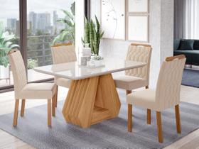 Conjunto Sala de Jantar Mesa Agata com 4 Cadeiras Paola Tampo de Vidro retangular Conjunto Sala de Jantar Mesa Agata com 4 Cadeiras Paola Tampo de Vidro retangular