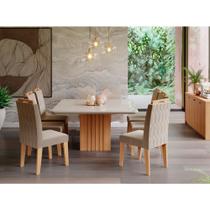 Conjunto Sala de Jantar Mesa Ana 130x130 cm e 6 Cadeiras Paola Cimol Nature/Off White/Joli