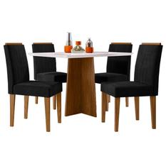 Conjunto Sala de Jantar Mesa Anitta 120X80 4 Cadeiras Ana Ype/Off White/Veludo Preto