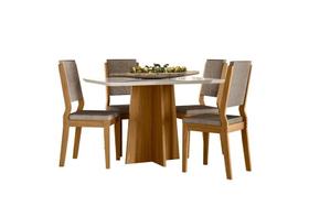Conjunto Sala de Jantar Mesa Anitta 120X80 4 Cadeiras Carol Ype/Off White/Suede Marrom