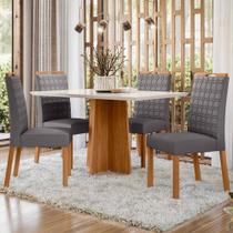 Conjunto Sala de Jantar Mesa Anitta 1,35m com 4 Cadeiras Mariah Ypê/Off White/Ja02 - New Ceval Conjunto Sala de Jantar Mesa Anitta 1,35m com 4 Cadeiras Mariah Ypê/Off White/Ja02 - New Ceval