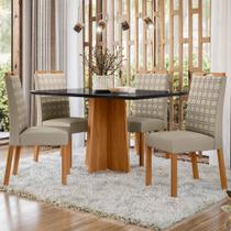 Conjunto Sala de Jantar Mesa Anitta 1,35m com 4 Cadeiras Mariah Ypê/Preto/Ja01 - New Ceval Conjunto Sala de Jantar Mesa Anitta 1,35m com 4 Cadeiras Mariah Ypê/Preto/Ja01 - New Ceval