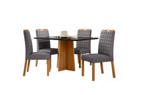 Conjunto Sala de Jantar Mesa Anitta 135X90 4 Cadeiras Mariah Ype/Preto/Veludo Cinza