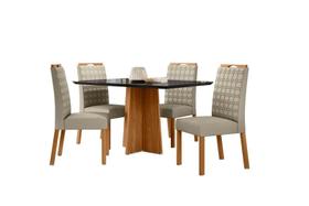 Conjunto Sala de Jantar Mesa Anitta 135X90 4 Cadeiras Mariah Ype/Preto/Veludo Nude