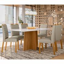 Conjunto Sala de Jantar Mesa Anitta 1,60m com 6 Cadeiras Mariah Ypê/Off White/Ja01 - New Ceval Conjunto Sala de Jantar Mesa Anitta 1,60m com 6 Cadeiras Mariah Ypê/Off White/Ja01 - New Ceval