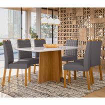 Conjunto Sala de Jantar Mesa Anitta 1,60m com 6 Cadeiras Mariah Ypê/Off White/Ja02 - New Ceval