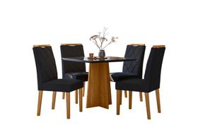 Conjunto Sala de Jantar Mesa Anitta 90X90 com 4 Cadeiras Sarah Ype/Preto/Veludo Preto - NC