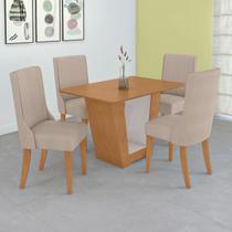 Conjunto Sala de Jantar Mesa Apogeu 120cm Tampo Mdf no Glass 4 Cadeiras Celina