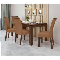 Conjunto Sala de Jantar Mesa Athenas Com 4 Cadeiras Apogeu Lopas Imbuia Clean /Corano Caramelo