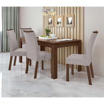 Conjunto Sala de Jantar Mesa Athenas Com 4 Cadeiras Apogeu Lopas Imbuia Clean/Linho Rustico