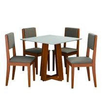 Conjunto Sala de Jantar Mesa Athenas Quadrada 0,90m 4 Cadeiras Trento Dobuê