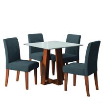 Conjunto Sala de Jantar Mesa Athenas Quadrada 0,90m 4 Cadeiras Trieste Madeirado/Grafite Dobuê