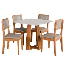 Conjunto Sala de Jantar Mesa Athenas Quadrada 4 Cadeiras Santiago Dobuê
