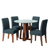 Conjunto Sala de Jantar Mesa Athenas Redonda 4 Cadeiras Trieste Madeirado/Grafite Dobuê