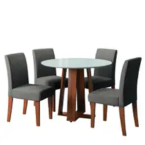 Conjunto Sala de Jantar Mesa Athenas Redonda 4 Cadeiras Trieste Madeirado/Mascavo Dobuê