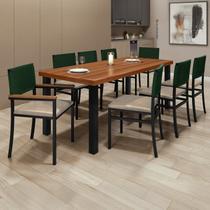 Conjunto Sala de Jantar Mesa Athenas Tampo Madeira Maciça 200x90 com 8 Cadeiras Madri