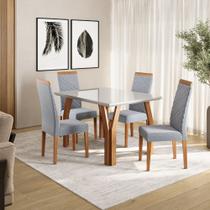 Conjunto Sala de Jantar Mesa Atlas 120cm Tampo Vidro com 4 Cadeiras Atlas Madetal