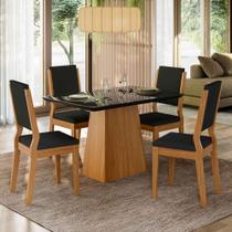 Conjunto Sala de Jantar Mesa Barbara 1,20m com 4 Cadeiras Carol Ypê/Preto/Ja03 - New Ceval Conjunto Sala de Jantar Mesa Barbara 1,20m com 4 Cadeiras Carol Ypê/Preto/Ja03 - New Ceval