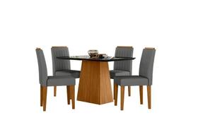 Conjunto Sala de Jantar Mesa Bárbara 120X80 com 4 Cadeiras Ana Ype/Preto/Veludo Cinza - NC