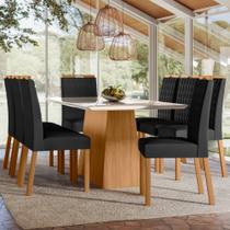 Conjunto Sala de Jantar Mesa Barbara 1,80m com 8 Cadeiras Mariah Ypê/Off White/Ja03 - New Ceval